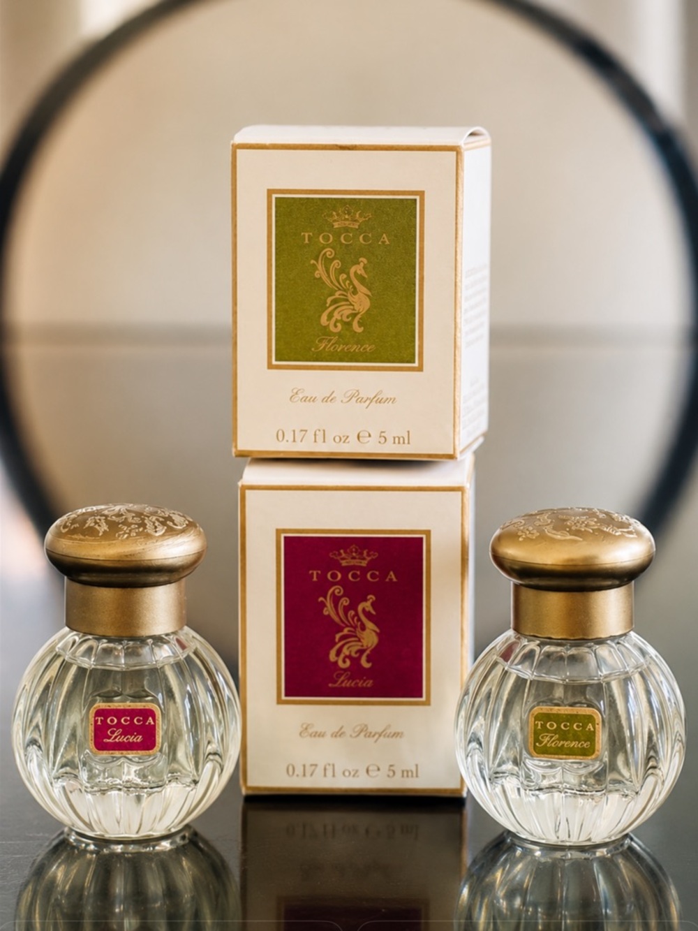 Tocca Mini Eau de Parfum Duo - Red & Green Labels with Gold Caps
